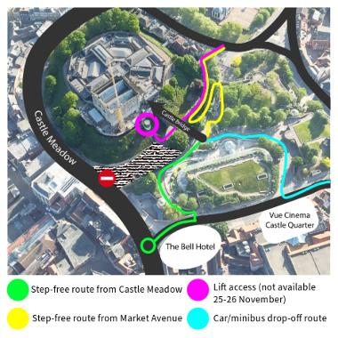 Access routes to Norwich Castle Art Gallery and Museum - 18 November to 3 December 